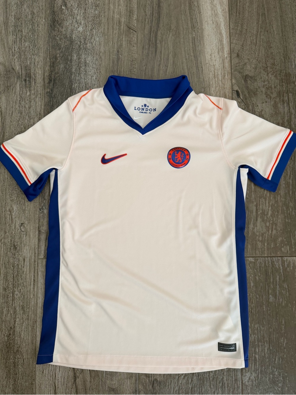 Nike Youth Cream & Blue Chelsea fc Away 2024-25 Soccer Jersey with Orange